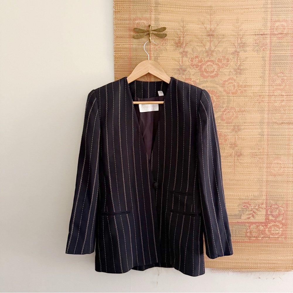 Vintage Wool Pinstripe Relaxed Fit Blazer